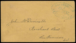 San Francisco Letter Express. Blue oval Running Pony handstamp on ...