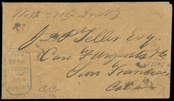 From Todd's Express Office Sonora. Blue so-called tombstone handstamp ...