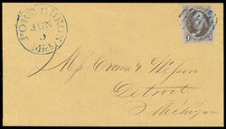 1847, 5¢ red brown. Margins large to just shaving frameline at top ...