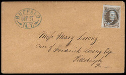 1847, 5¢ red brown. Clear to huge margins, natural paper wrinkle and ...