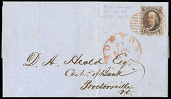 1847, 5¢ dark brown. Four large margins, deep rich color, tied by ...