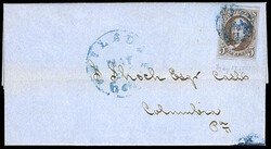 1847, 5¢ orange brown. Ample to huge margins showing portions of ...