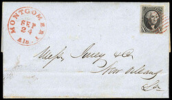 1847, 10¢ black. Ample to mostly large margins, deep color, tied by ...