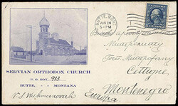 1908, 5¢ blue, D.L. watermark. Tied by "Butte, Montana Jun 24 ...