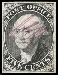 New York, N.Y., 1846, 5¢ black on bluish, signed "ACM" connected. ...
