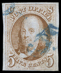 1847, 5¢ orange brown. With color matching Ridgeway Brussels Brown ...