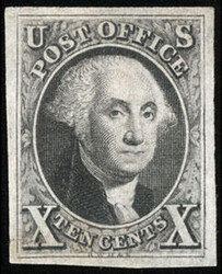 1847, 10¢ black. No gum, ample to mostly large margins, strong color ...