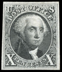 1847 (1875 Reproduction), 10¢ black. Without gum as issued, ample to ...