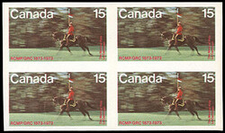 Canada, 1973, 15¢ Royal Canadian Mounted Police, imperf. Block of 4, ...