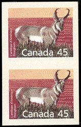Canada, 1990 Pronghorn 45¢ Imperf Vertical. Pair, o.g., never hinged ...
