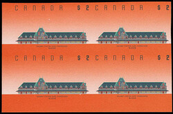 Canada, 1989 $2 McAdam Railway Station Imperf. Block of 4, o.g., ...