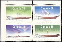 Canada, 1989 Small Craft 38¢, Imperf at Left. Plate block of 4, o.g. ...