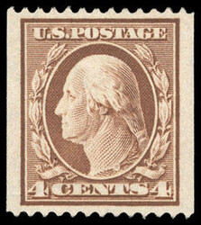 1910, 4¢ orange brown, D.L. watermark, coil, perf. 12 horizontally.O ...