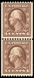 1910, 4¢ orange brown, D.L. watermark, coil, perf. 12 horizontally ...