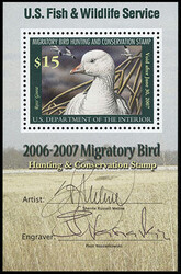 Federal Duck Stamp, 2006, $15 Ross's Goose, souvenir sheet of 1. ...