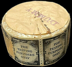 Test Stamp, 1962-86 "For Testing Purposes Only" black horizontal coil ...