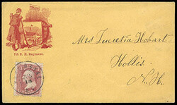 7th N.H. Regiment. Red soldier, state seal, cannon & flag design on ...