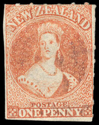 New Zealand, 1862, Queen Victoria "Chalon Head", 1d vermilion, ...
