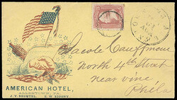 The Constitution. Design showing flag and shaking hands with ...