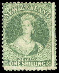 New Zealand, 1864, Queen Victoria "Chalon Head", 1s yellow green, ...