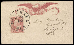 The Union and The Constitution. Red eagle and banner design on small ...