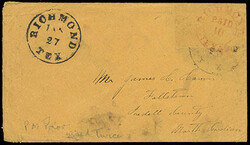 Confederacy, Richmond, Texas, 1861, 10¢ red. Circular handstamp and ...