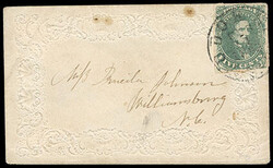Confederacy, 1861, 5¢ green. Nearly four margins, tied by "Tudor ...