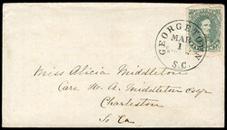 Confederacy, 1861, 5¢ green. Full margins, tied by sharp "Georgetown ...