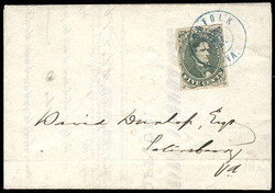 Confederacy, 1861, 5¢ olive green, Stone AB. Clear to ample margins, ...