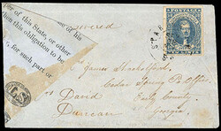 Confederacy, 1861, 10¢ dark blue, Hoyer printing. Ample to large ...