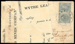 Confederacy, 1862, 5¢ light blue, De La Rue printing, left margin ...