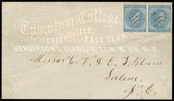 Confederacy, 1862, 5¢ blue, Archer & Daly printing, horizontal pair. ...