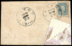 Confederacy, 1863, 10¢ blue. Ample to large margins, tied by "Canton ...