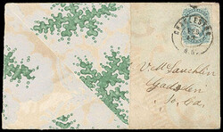 Confederacy, 1863, 10¢ blue. Clear to mostly large margins, tied by ...