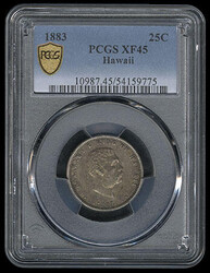 Hawaii, 1883, 25¢ Quarter. Extremely Fine 45 slabbed in P.C.G.S. (!) ...