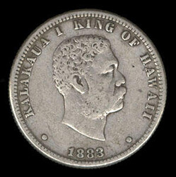 Hawaii, 1883, 25¢ Quarter. Very Fine. Estimate; $100 - ...