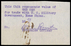 Ryukyus, Kume Island, 1945 (Aug. 1), U.S. Military Scripts, 10 sen ...