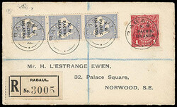 North West Pacific Islands, 1918-23, 6p Ultramarine Strip of 3 and ...