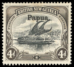 Papua, 1901, "British New Guinea", 4d black & sepia, deformed "d" at ...