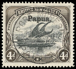 Papua, 1906, Large "Papua" on 4d black & sepia with Deformed "d" ...