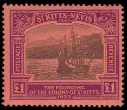St. Kitts-Nevis, 1923, Caravel in Old Road 5s to £1. O.g., ...