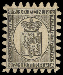 Finland, 1870, Finnish Coat of Arms, 10p black on buff, roulette II. ...