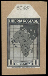 Liberia, 1928, 3¢-$1 Map & Views issues, master die proofs. All five ...