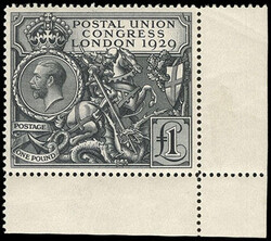 Great Britain, 1929, £1 P.U.C. Corner margin single, o.g., two hinge ...