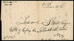 Keeseville, N.Y., June 28. Bold straight line postmark on 1832 folded ...