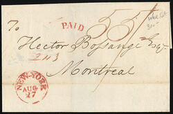 New York. Red cds on two 1818 folded letter sheet from correspondence ...