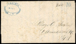 Sardinia, N.Y. Ornamental oval date stamp on two folded letters; one ...
