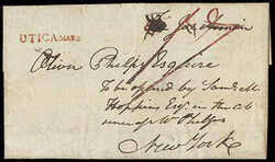 Utica. May 30. Red straight line postmark on 1800 folded letter to ...