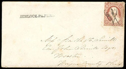 (Pennsylvania) "Hemlock, Pa. Feb. 1." Complete 36x2,5mm straightline ...