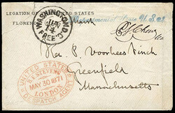 United States Despatch Agent, B.F. Stevens, London, May 30, 1871. Red ...